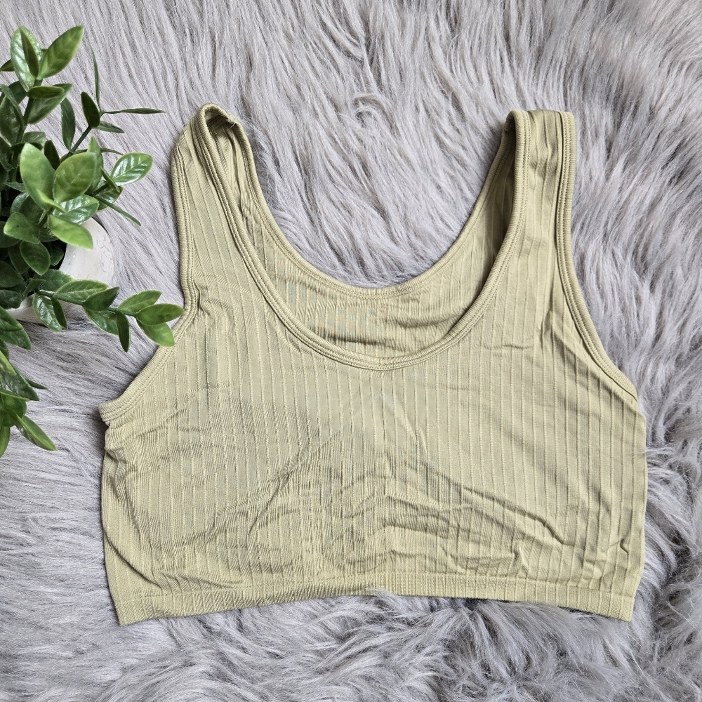 Aerie Ribbed Olive Green Unlined  Bralette